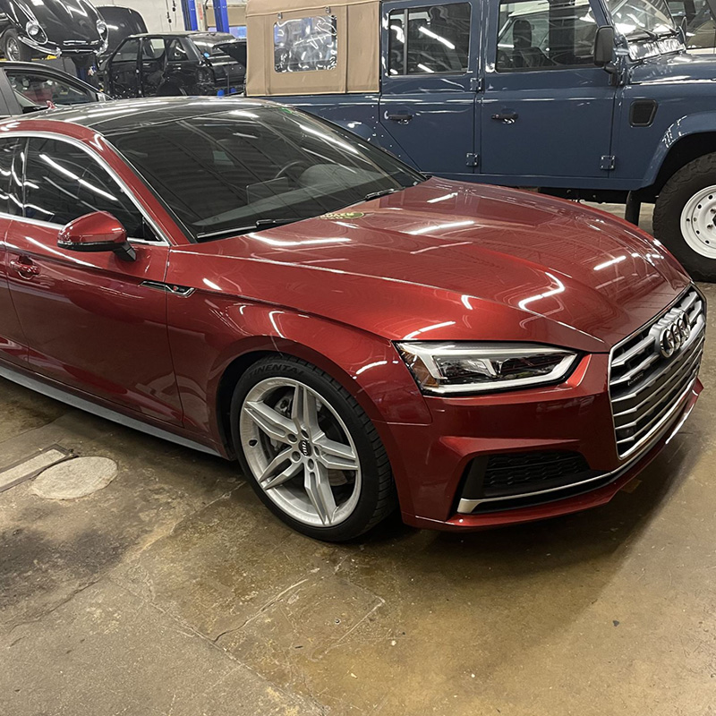 Red Audi in Garage